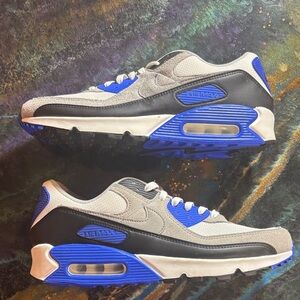 Nike Men's Grey and Royal Blue Air Max Sneakers 12M.